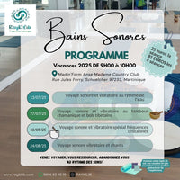 FORFAIT DE 4 SEANCES DE VOYAGES SONORE ET VIBRATOIRE SPECIAL VACANCES DU 12 JUILLET AU 24 AOUT 2025